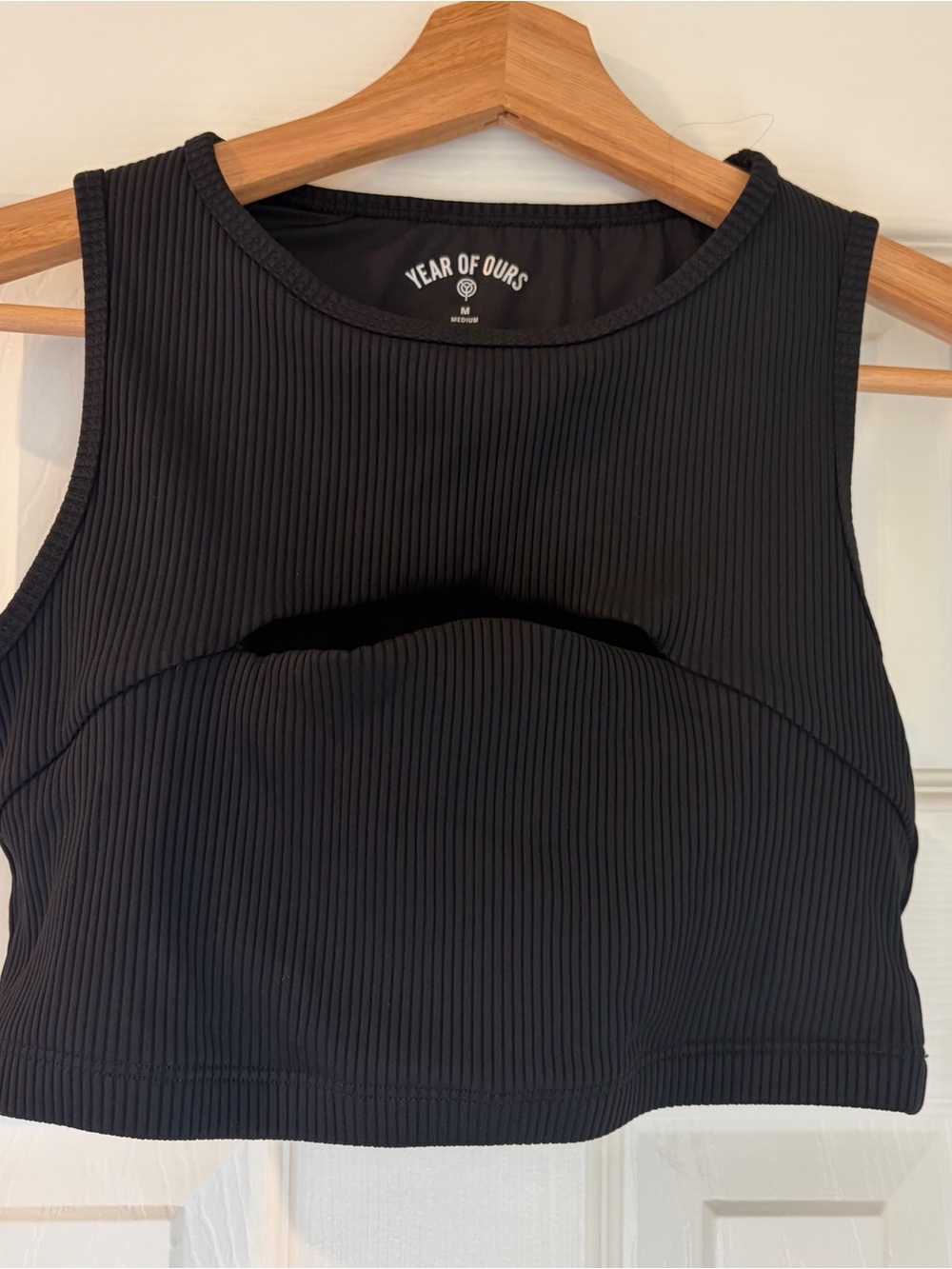 Year of Ours Black Ribbed Cutout Sports Bra